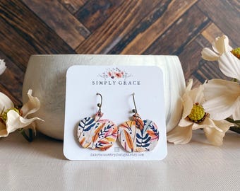 Brincos de cortiça genuínos com mini abóboras florais de outono, estilo boho, perfeitos para o Dia de Ação de Graças e aniversários. Ideal para presente de aniversário ou Dia de Ação de Graças.