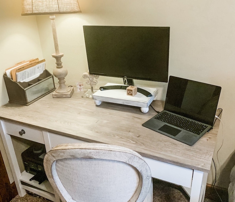 Farmhouse Computer Monitor Rustic Wood Stand | Etsy