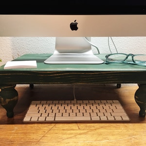 Farmhouse computer monitor rustic wood stand