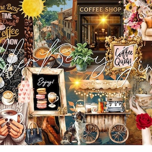 Coffee Digital Download Clipart Collage Image