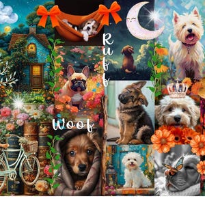 Honden digitale download clipart-collageafbeelding