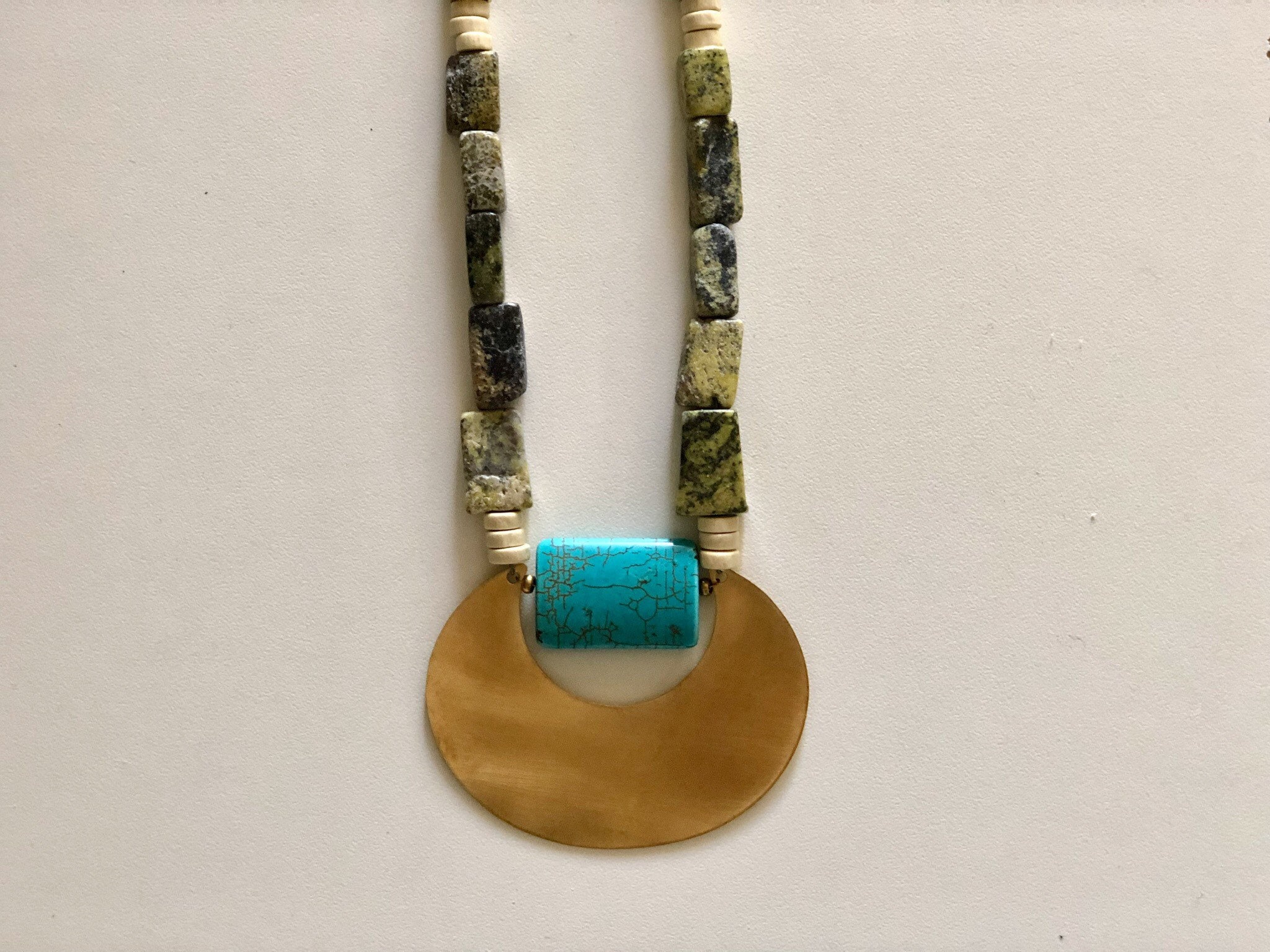 •LEAF CRESCENT• brass necklace (20