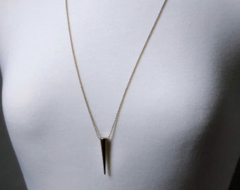 Long Brass Spike Necklace