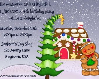 adorable christmas elf and tree party invitation christmas etsy