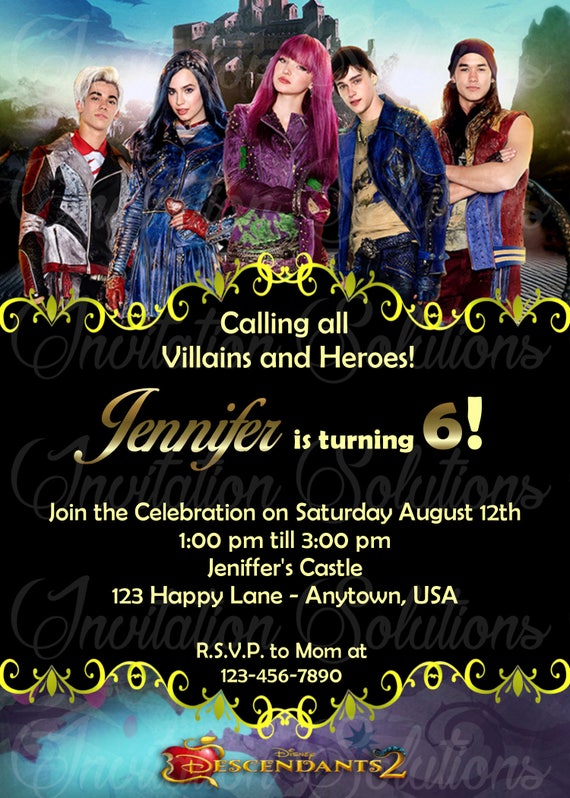 descendants-2-birthday-party-invitation-movie-descendants-etsy