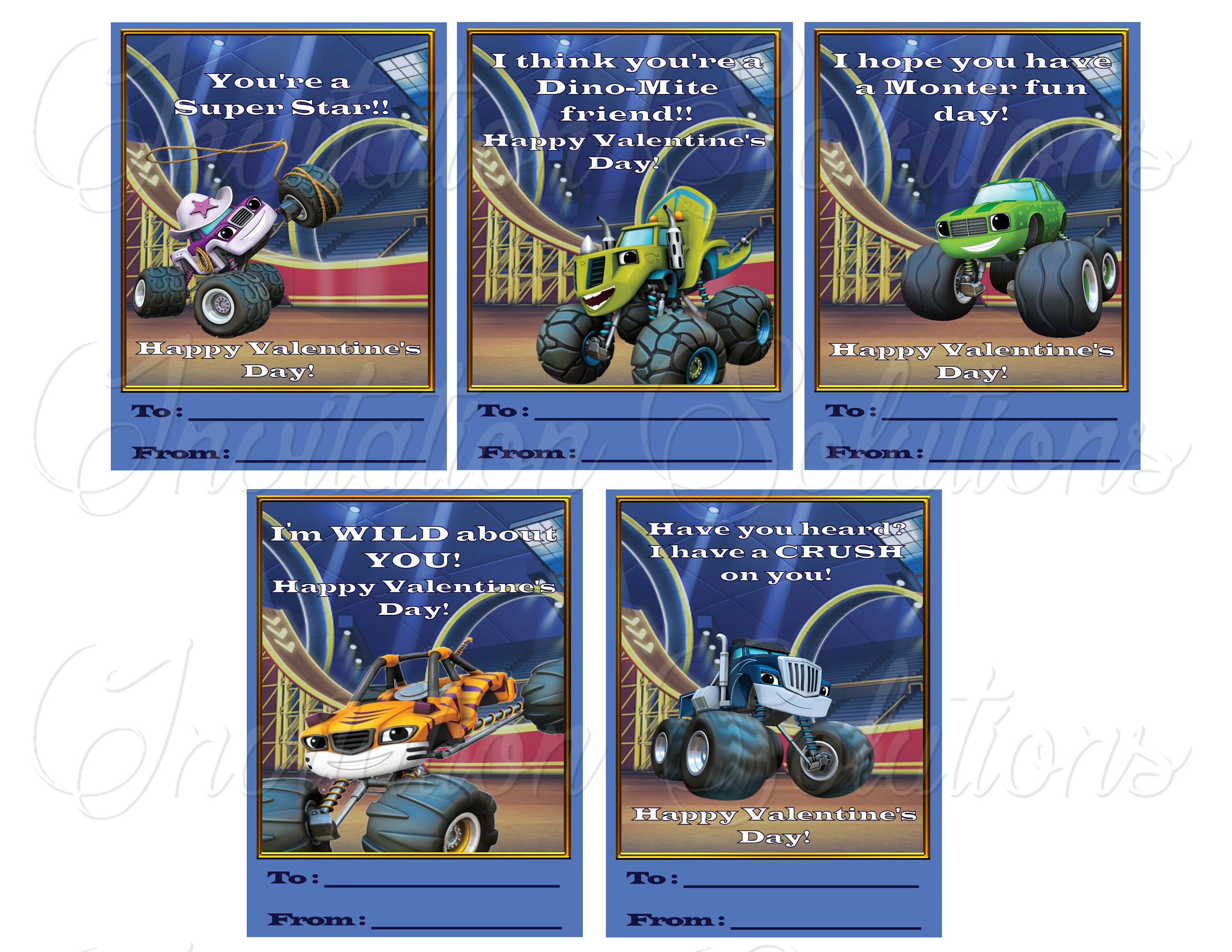 Blaze and the Monster Machines Valentine Trading Cards for | Etsy