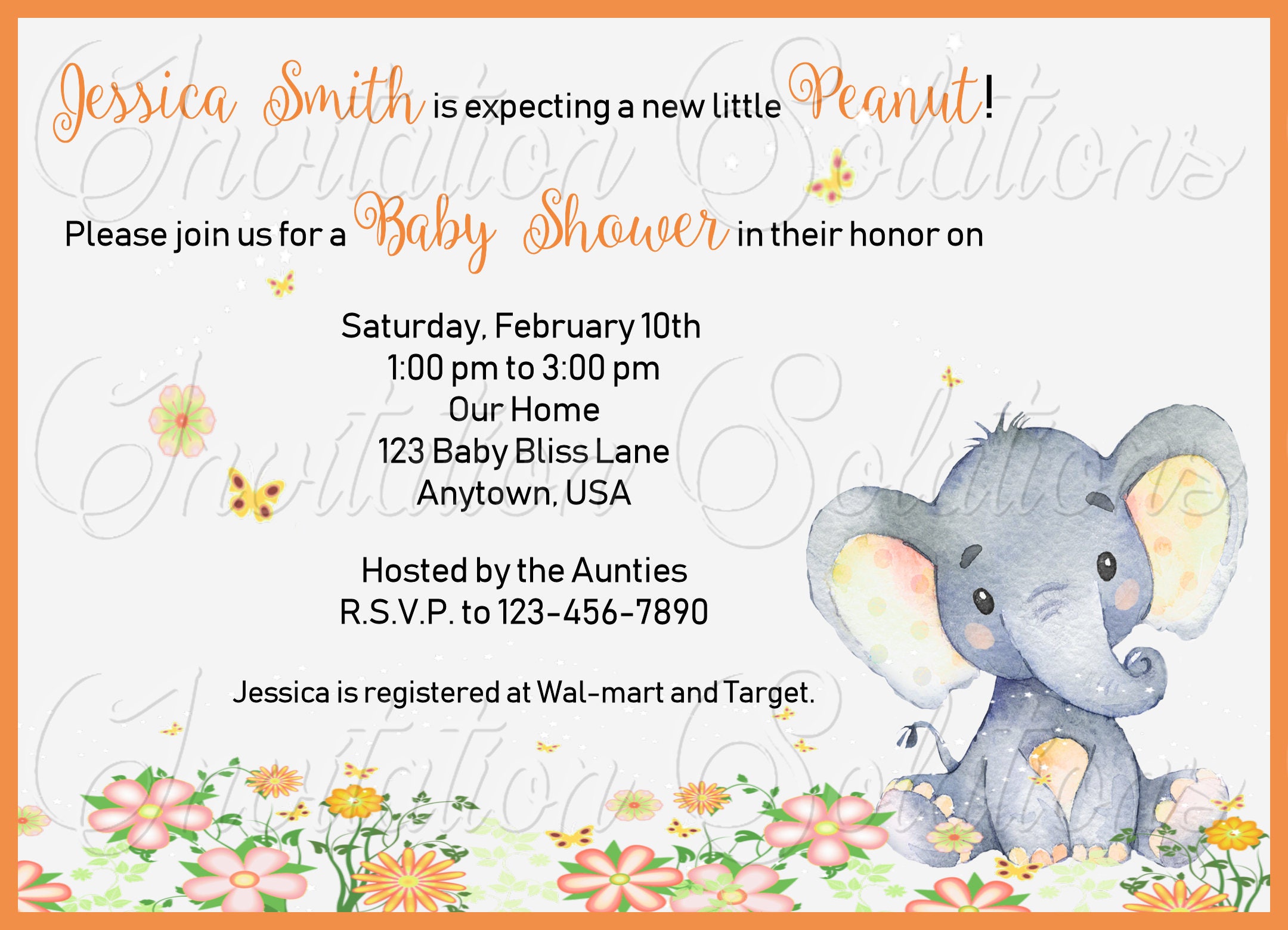Baby Elephant Baby Shower Invitation Elephant Themed Baby Etsy Baby Elephant Baby Shower Invitation Elephant Themed Baby Etsy