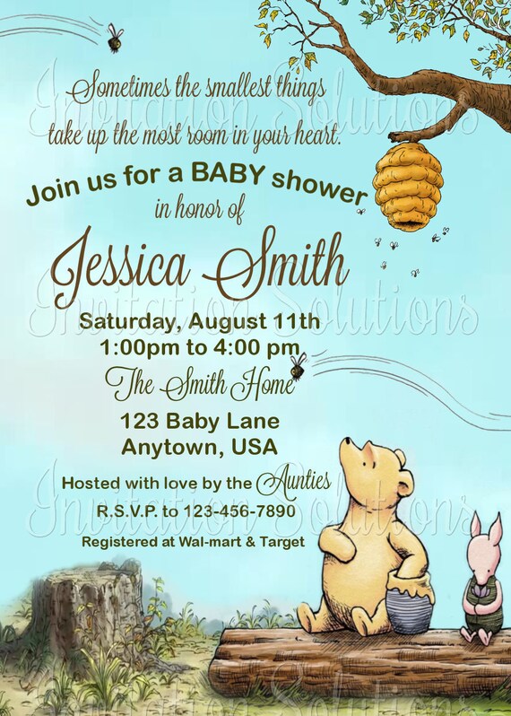 etsy winnie the pooh baby shower invitations