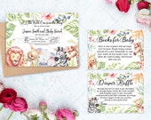 FREE Thank You Card, Jungle Succulent Baby Safari Succulent Baby Shower Invite Safari Animal Shower Invite Baby Animals shower Invitation