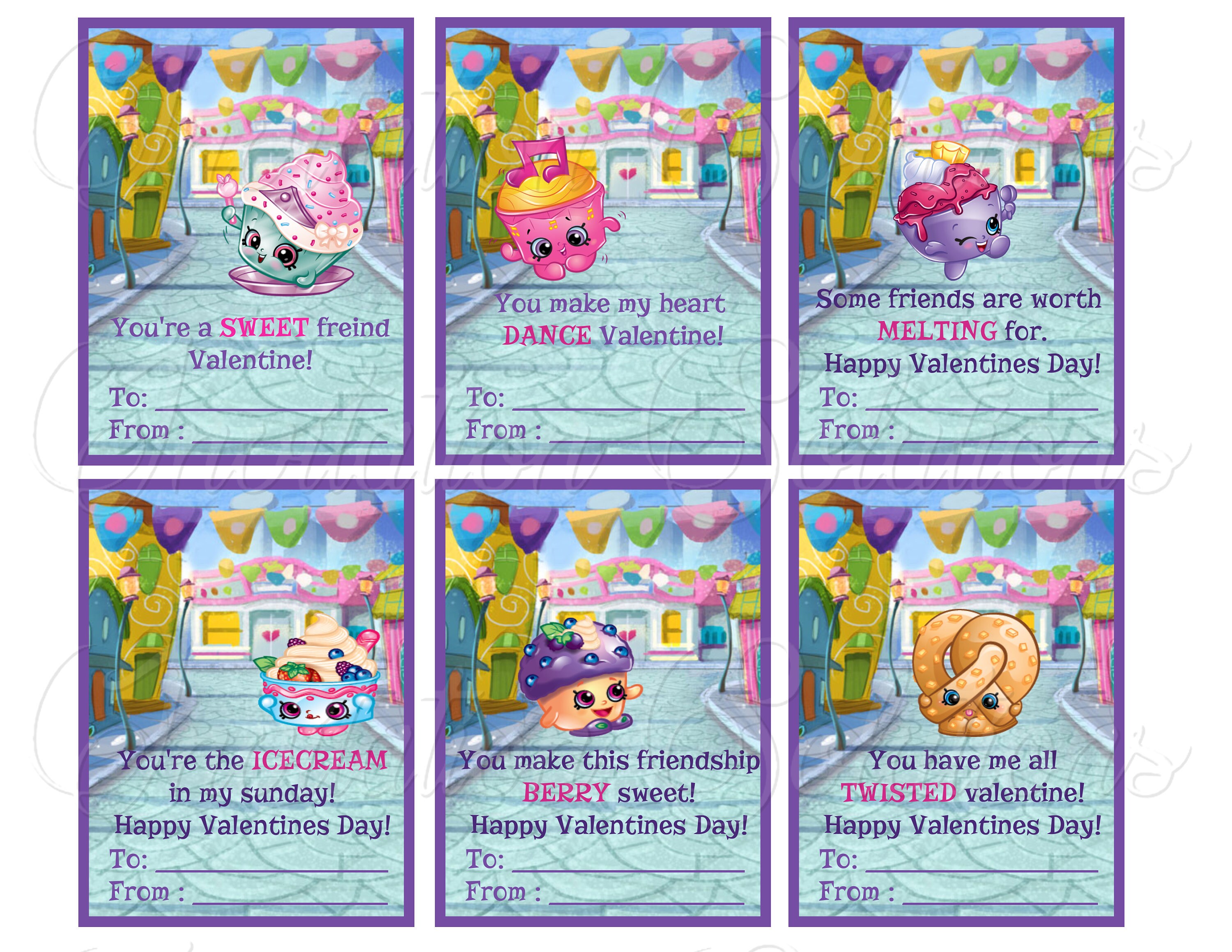Shopkins Valentine Trading Cards for School Party/ Teachers | Etsy