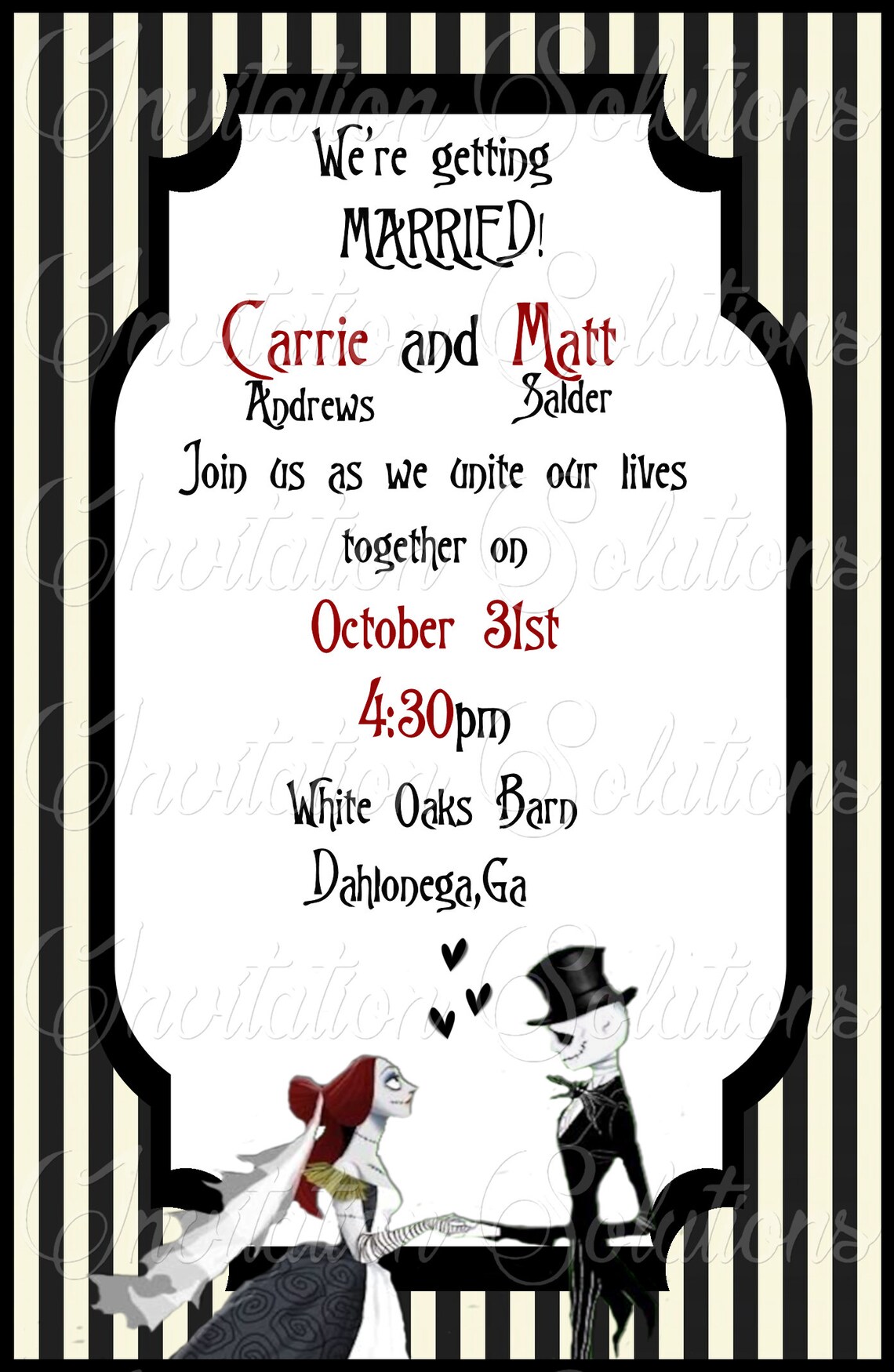 Jack and Sally Wedding Invitation set/ Nightmare Before Etsy