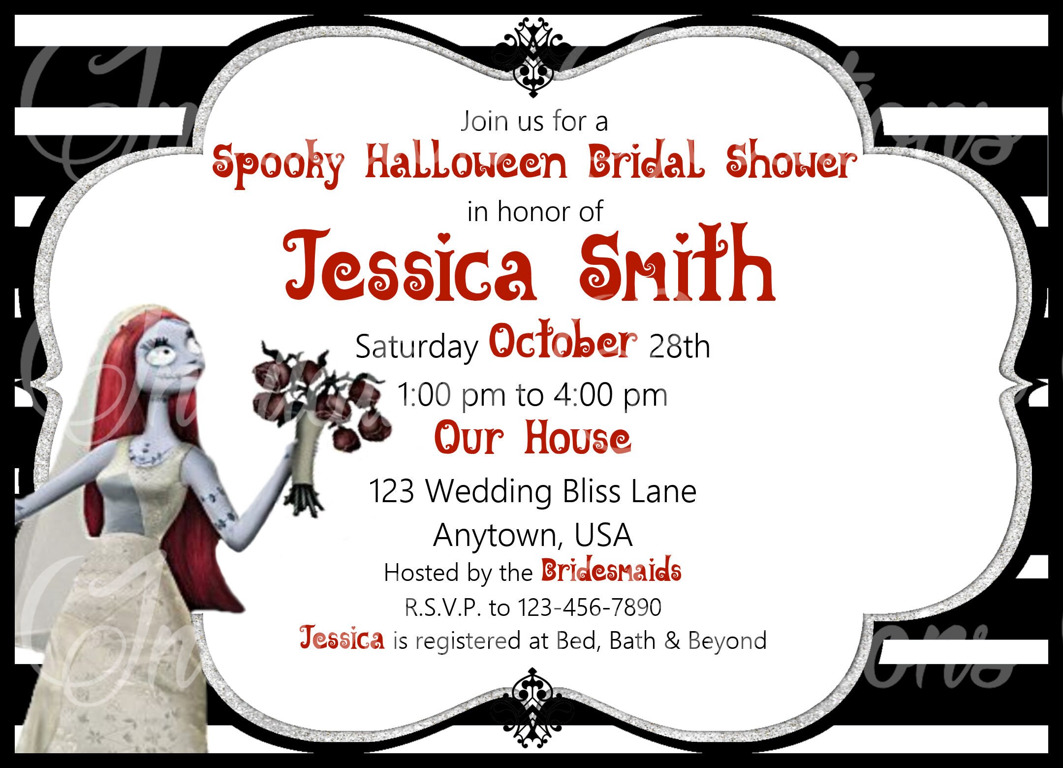 Sally Nightmare Before Christmas Bridal Shower invitation/ Etsy