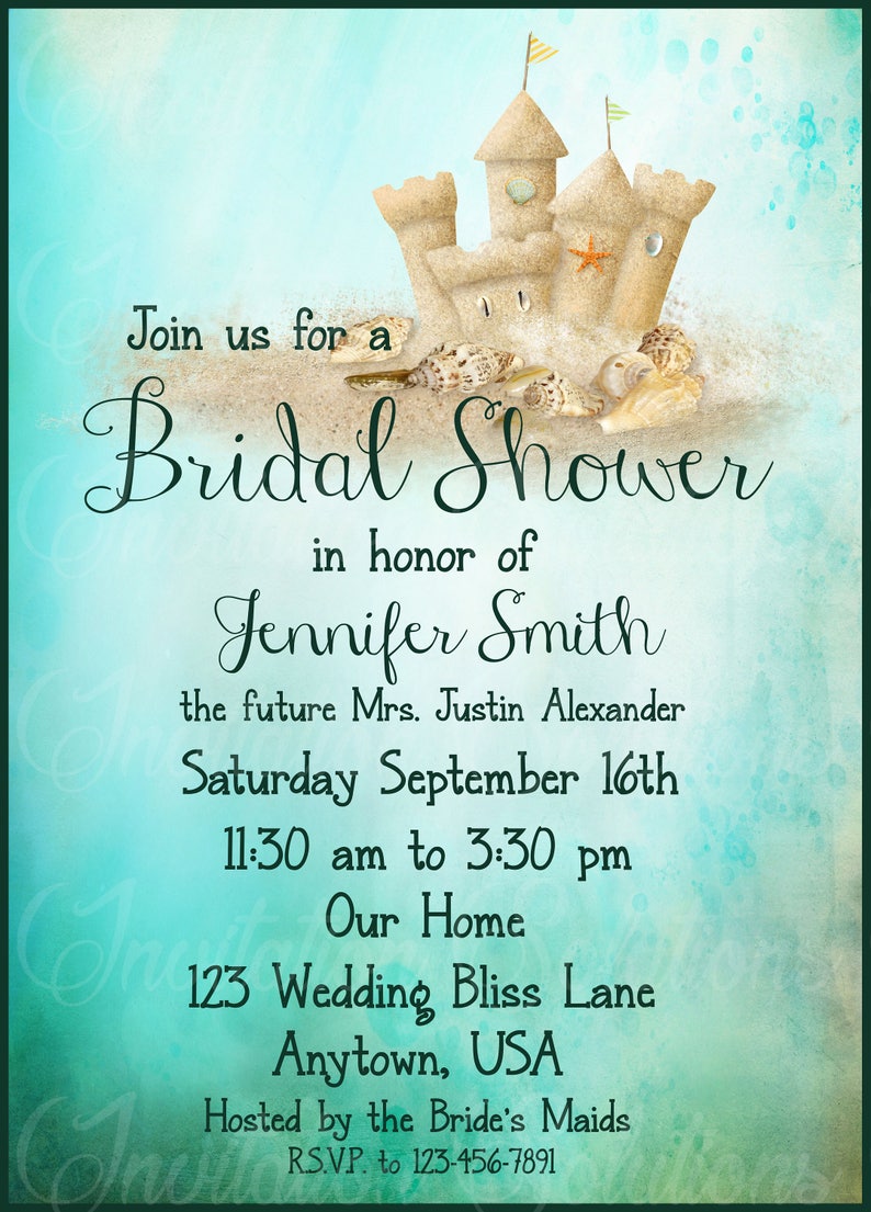Sand Castle Bridal Shower Invitation Beach Theme Wedding Etsy