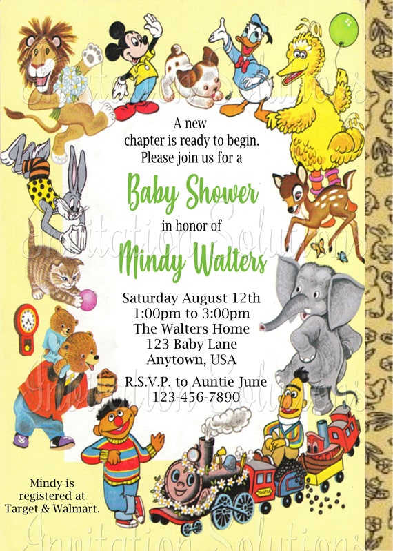 Little Golden Book Baby Shower Invitation Back Cover Book Etsy Little Golden Book Baby Shower Invitation Back Cover Book Etsy