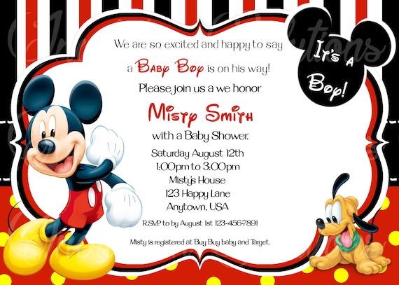 Spiksplinternieuw Mickey and Baby Pluto Shower Invitation/ Disney Mickey Mouse | Etsy NQ-56