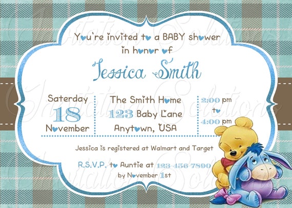 Winnie The Pooh Baby Shower Invitation Pooh Bear Shower Etsy