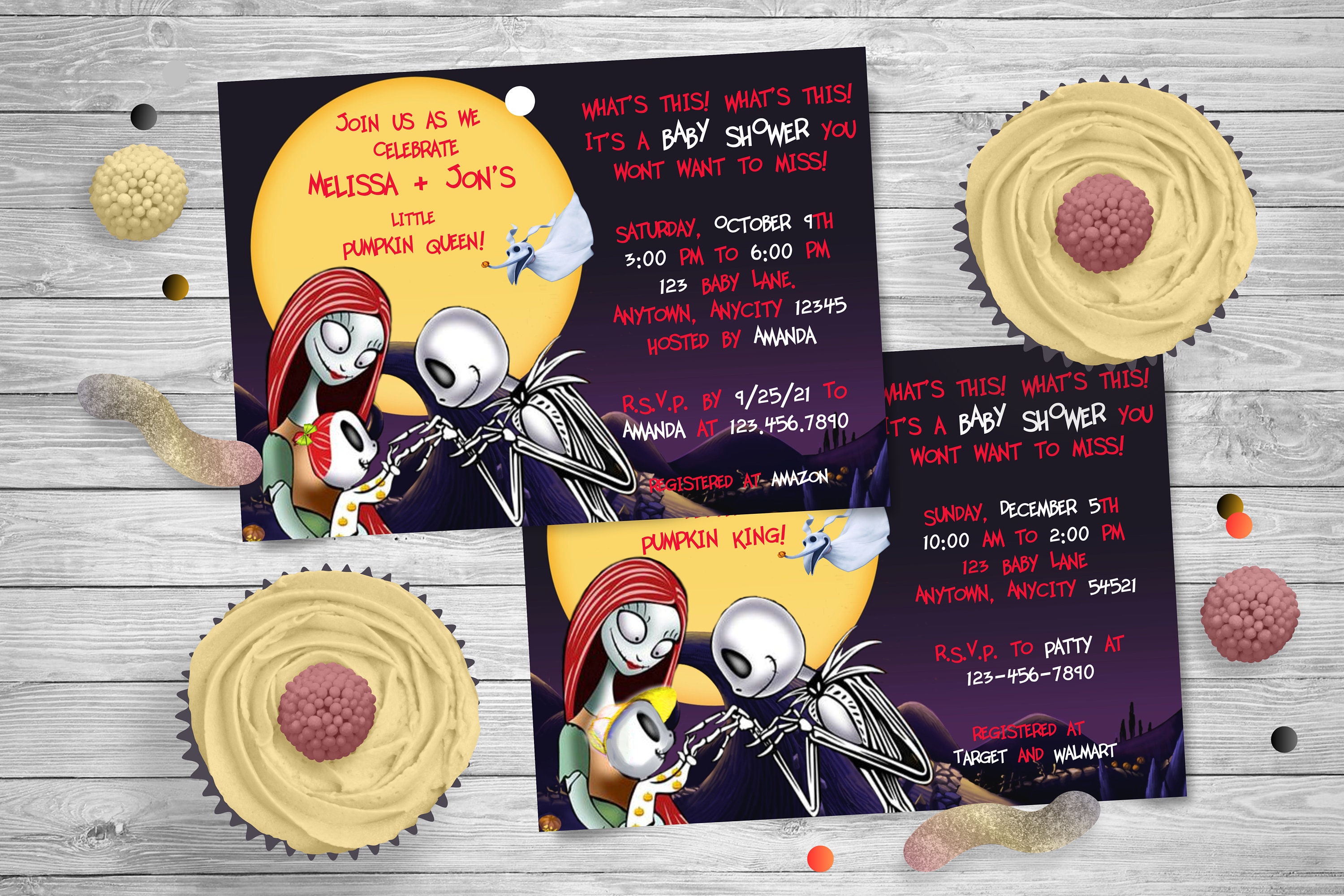 Jack and Sally With Baby Boy or Girl Baby Shower Invitation/ - Etsy