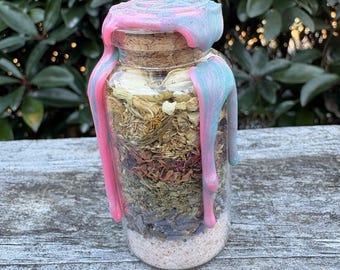 Inner Peace & Serenity Spell Bottle – Layered Witch Bottle for Calm Energy, Inner Peace, Soothing Intention Jar, Beginner Witch Gift