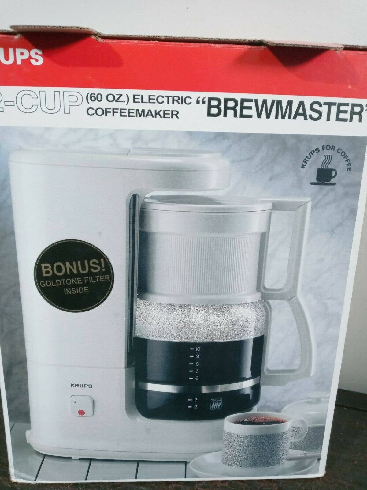 Krups Brewmaster Model 141 Coffee Maker White 12 Cup 60oz Open Box Bonus  Filter 