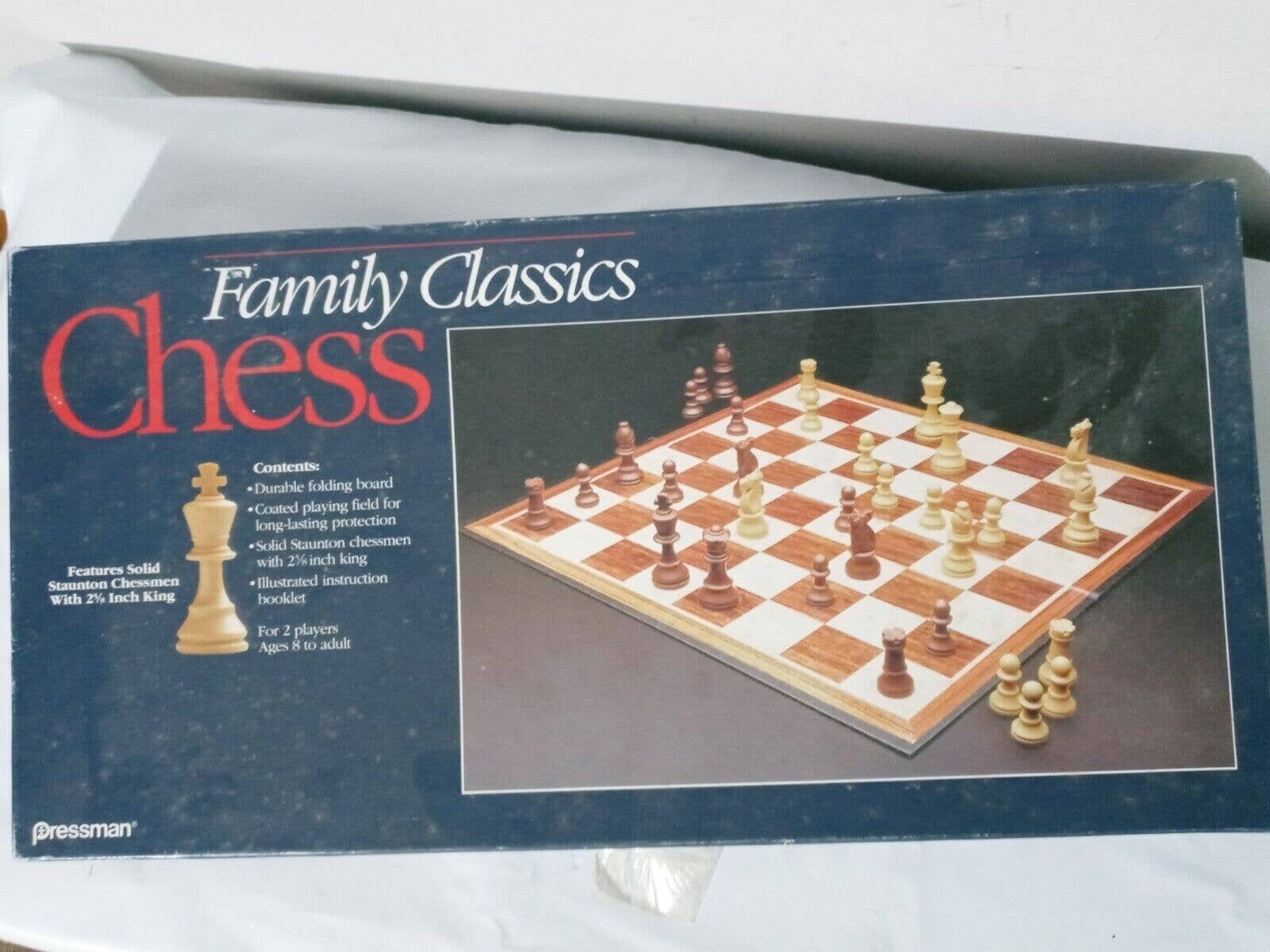 Family Classics Chess by Pressman - with Folding Board and Full Size Chess  Pieces