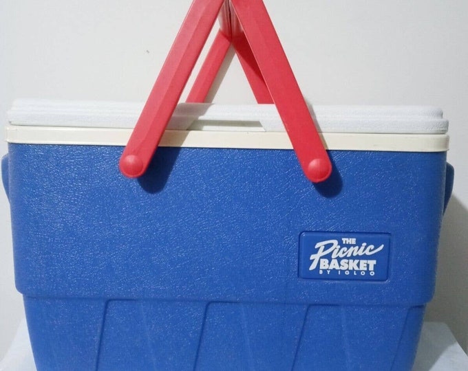 The Picnic Basket by IGLOO 1989 25QT Vintage Cooler Blue White Red Etsy