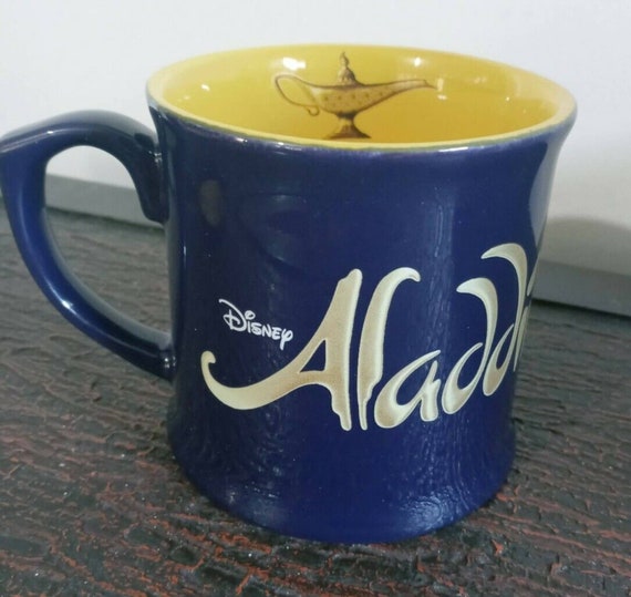 Aladdin Disney Blue & Yellow Coffee Mug Cup Genie Lamp Inside Wall Chinese  Tag -  Norway