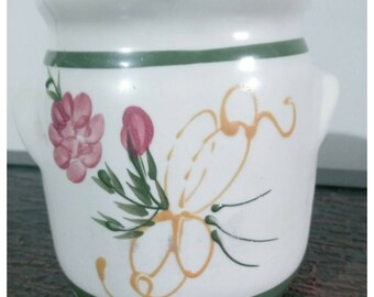 Vintage Collectible Olde Cape Cod Stoneware Hand Painted Flowers Wax Warmer