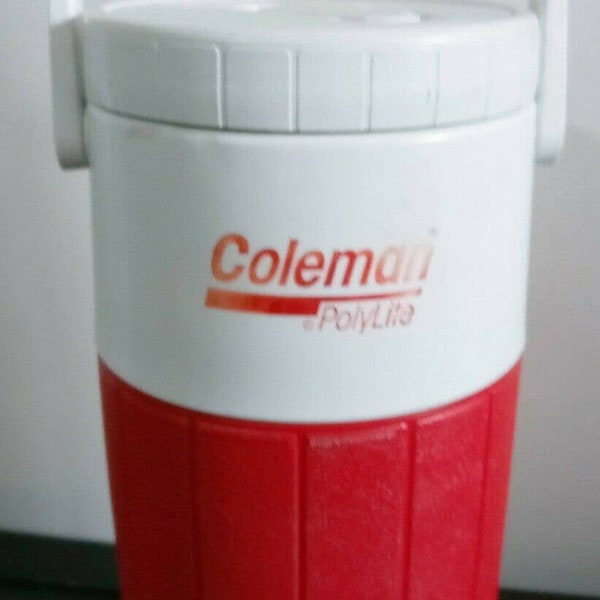 Vintage Coleman Polylite 1/2 Gallon Water Cooler Jug 5590 Red White 1986 Thermos