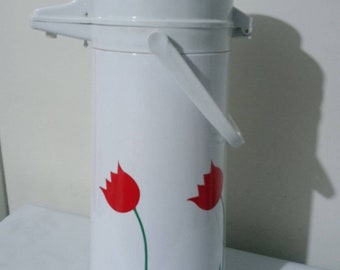 Phoenix Vintage Carafe AirPot Pump Dispenser 1980s Tulips Hot Cold