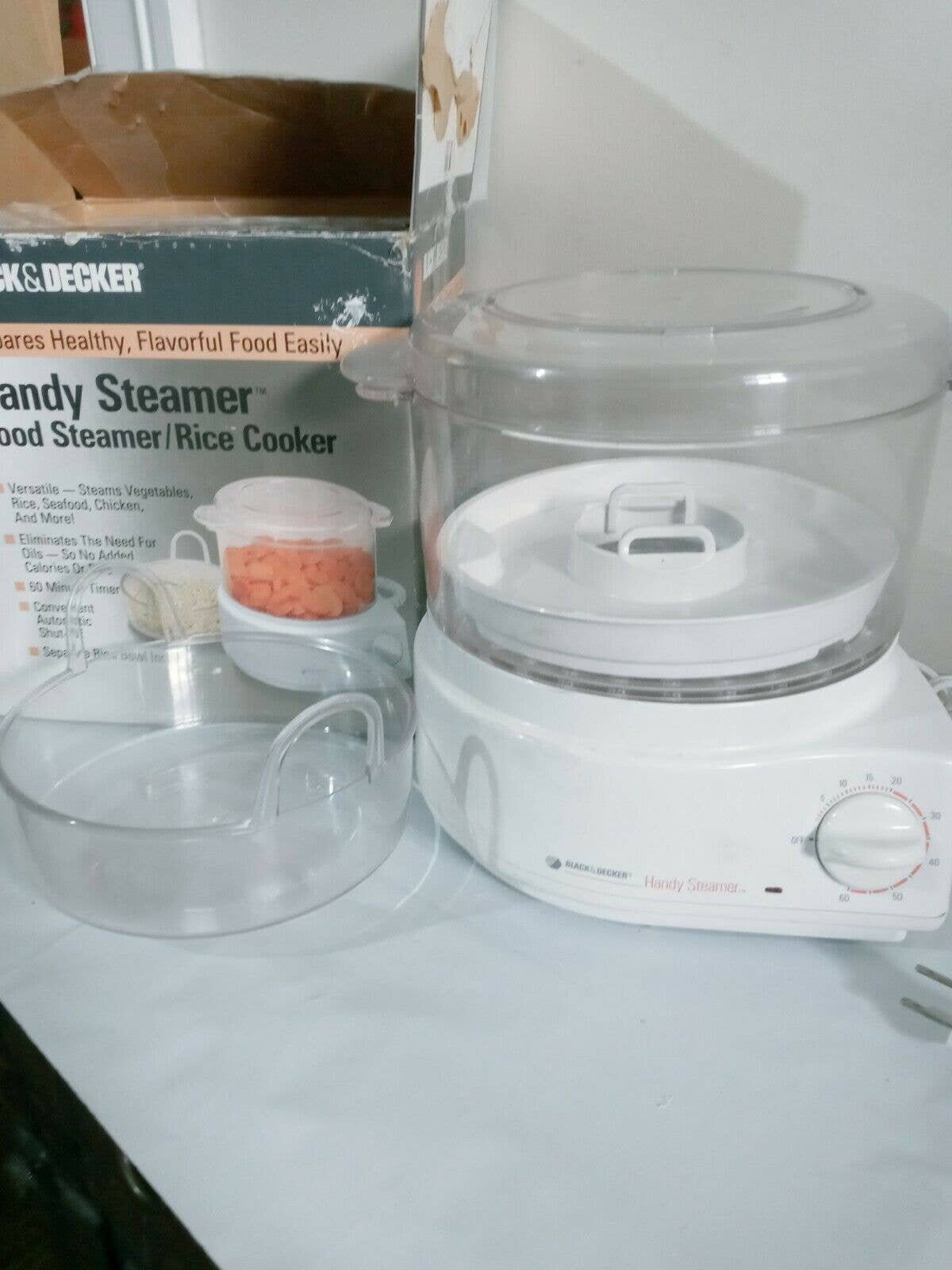 Black & Decker HS80 Handy Steamer Food/rice Cooker White With Rice Bowl  Tested 