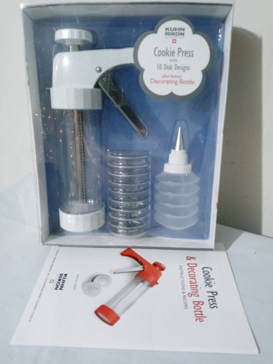 Kuhn Rikon Swiss 10 Disc Cookie Press Gun Clear Barrel Etsy
