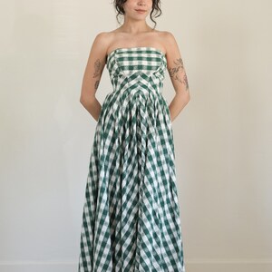 Dkny Gingham Cotton Strapless Dress - 90s Vintage Donna Karan Green White  Checkered Strapless Full Skirt Dress Made in Usa (xs - S) - Etsy