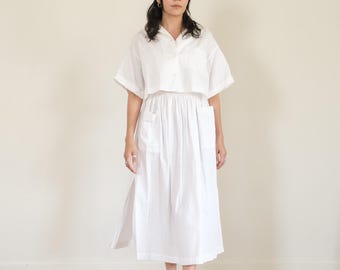 Vintage Esprit Baumwollrock-Set - passendes Set aus Dobby-Streifen im 90er-Jahre-Stil (S - M)