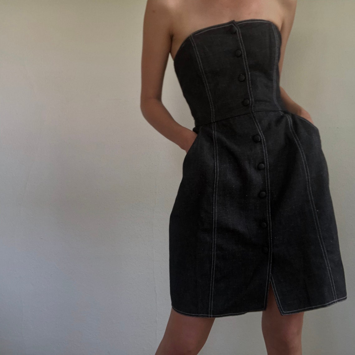 Vintage Calvin Klein strapless summer dress Etsy