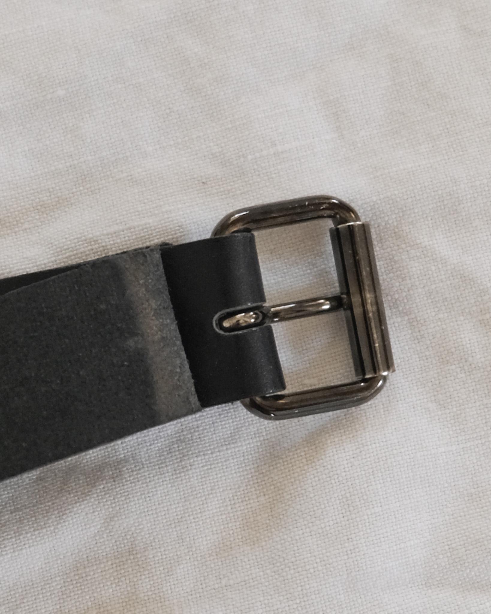 Issey Miyake Wide Black Leather Belt Metal Triangle Buckle 1980s Issey Miyake 4-in-1 Belt - Size XS | Constant Practice main image 3