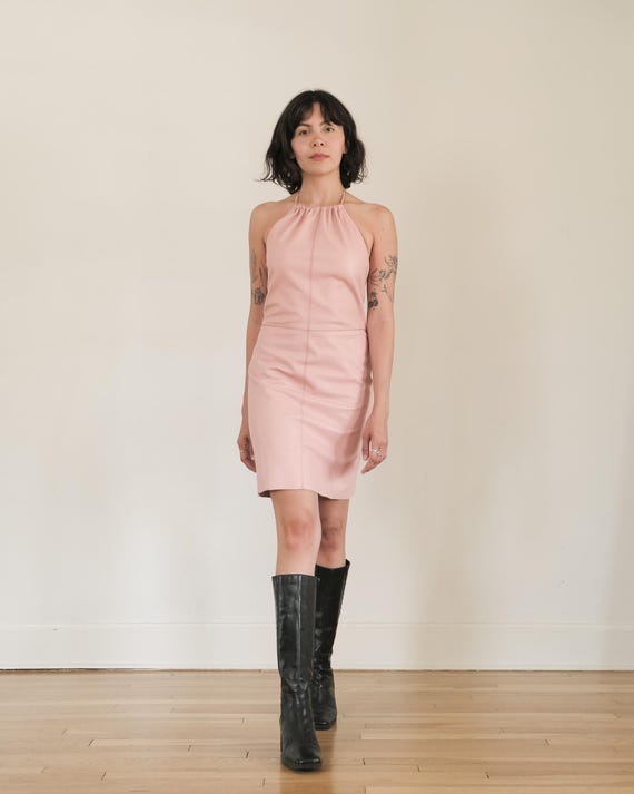 Vintage Cynthia Rowley Leather Halter Dress - 90s Y2k Pink Mini Dress  (small) - Etsy Canada
