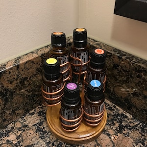 Natural Wood Essential Oil Holder: Copper Wire Tree