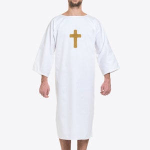 Orthodox Baptism Christening Men&#39;s Robe with Embroidered Cross