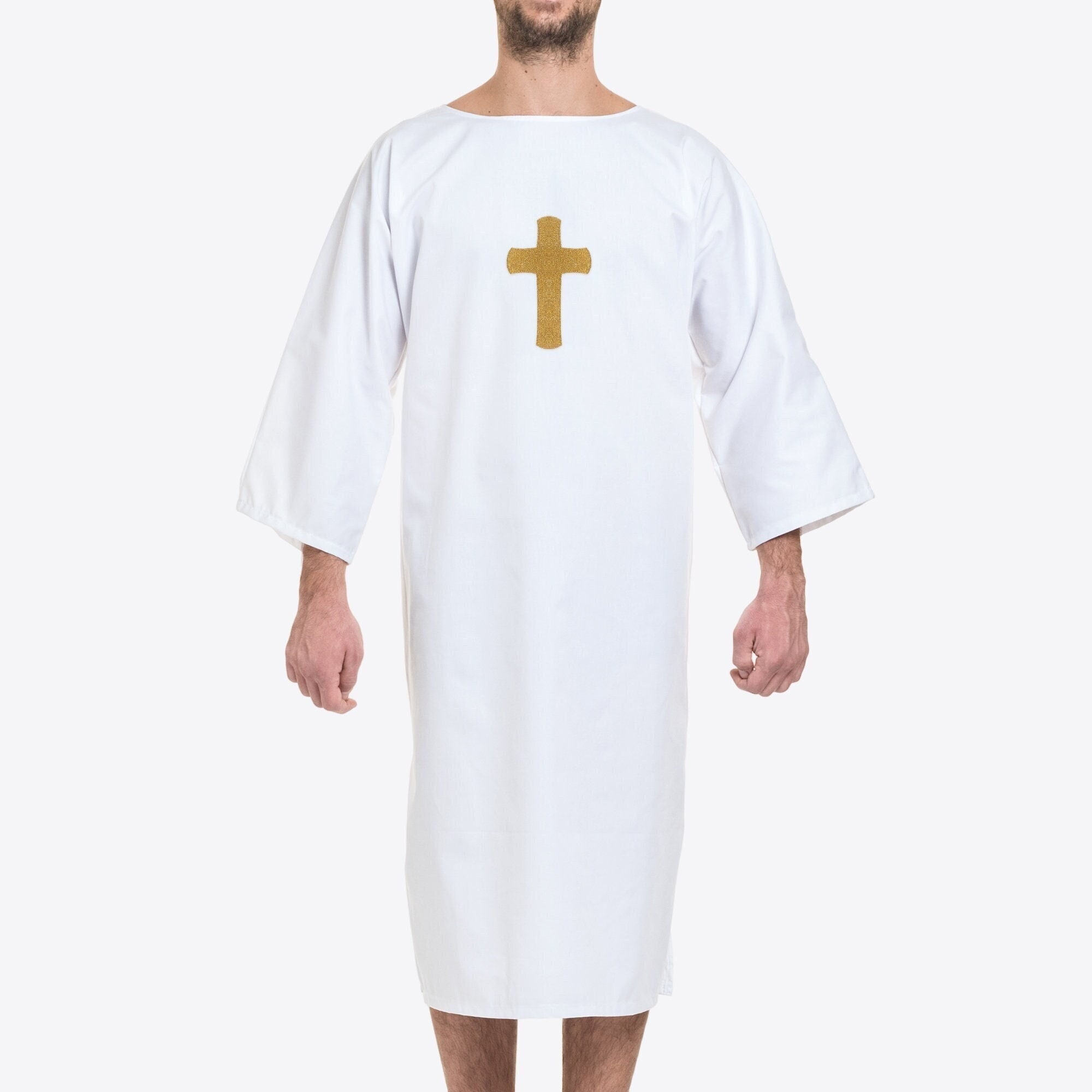 Orthodox Baptism Christening Men's Robe With Embroidered Cross Etsy