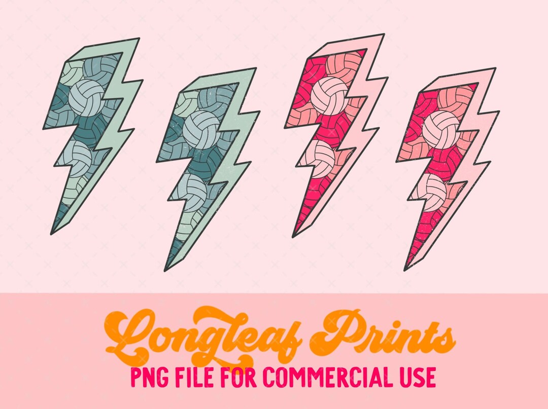 Volleyball Lightning Bolt PNG Digital Download Files for Sublimation or