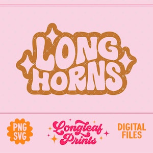 Longhorns Retro Mascot SVG PNG Digital Download T-Shirt Design File