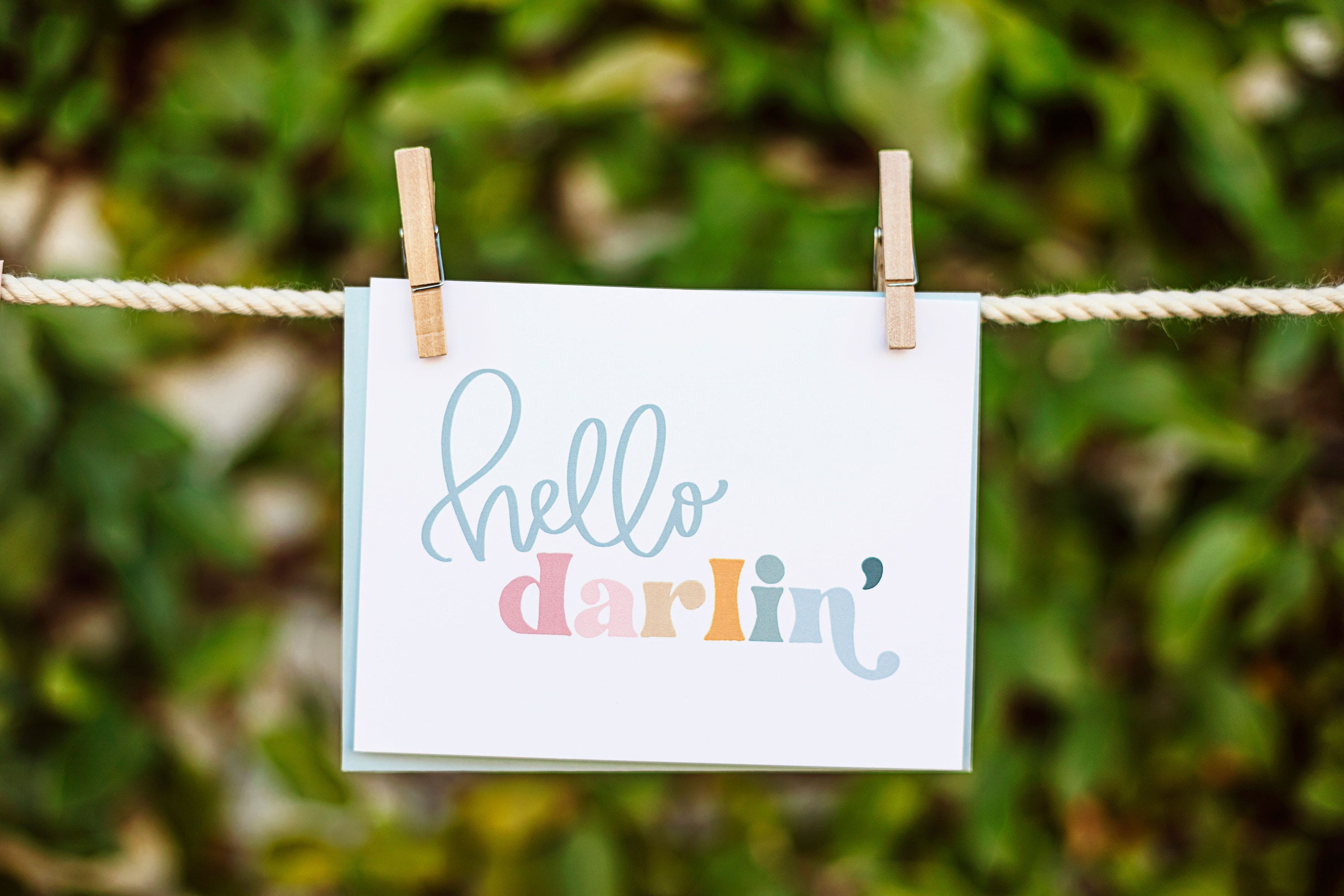 Hello Darlin Handlettered Greeting Card Etsy UK