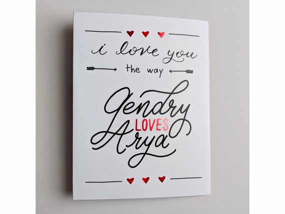 Gendry Loves Arya Card Game Of Thrones Card Etsy