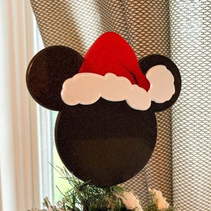 Classic Mouse Christmas Tree Topper with optional hat / bow