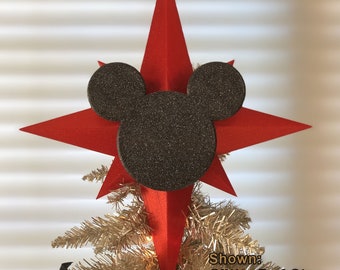 Custom Color Christmas Tree Topper - Star with Icon - Mickey Mouse