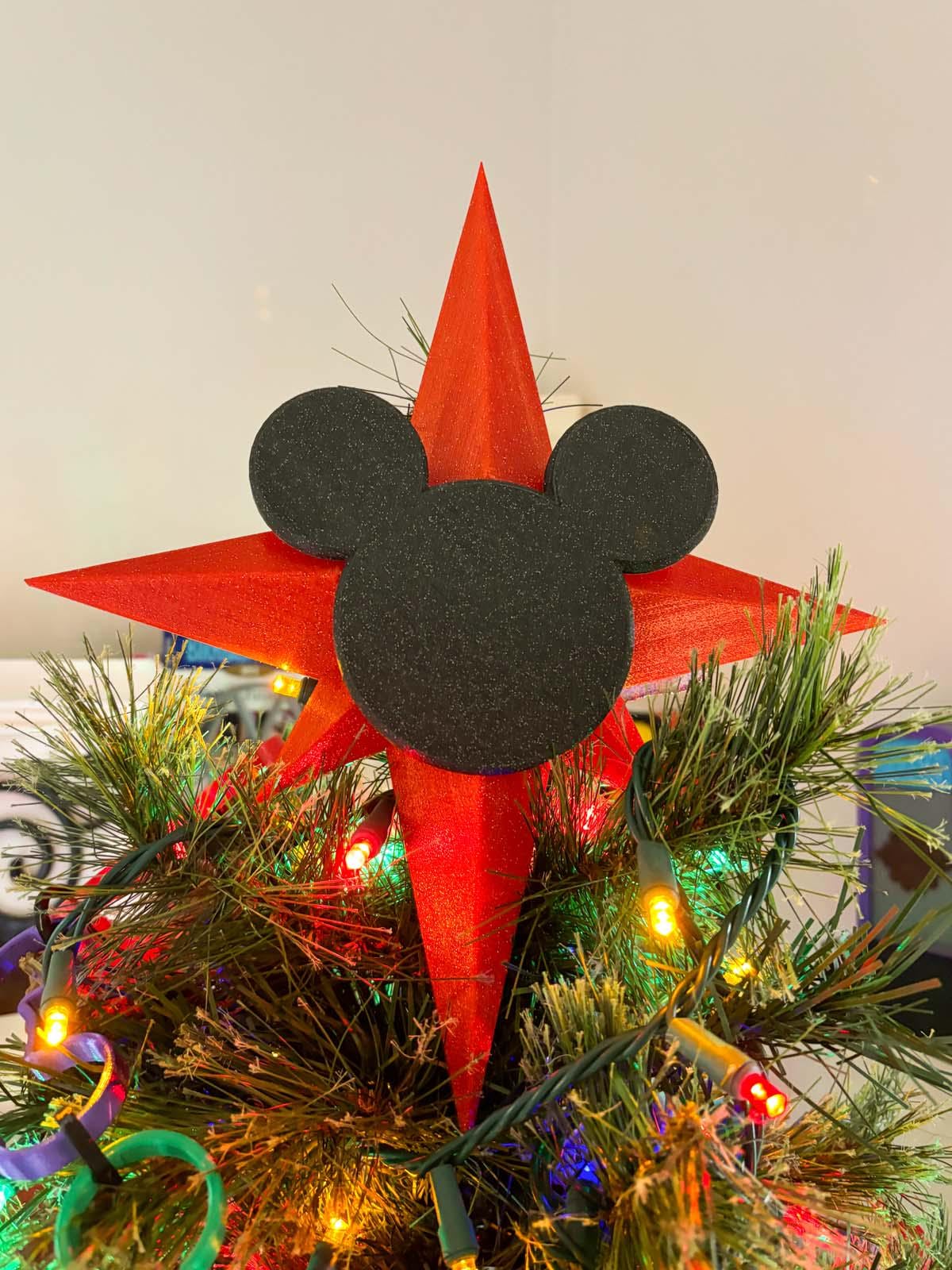Custom Color Christmas Tree Topper - Star With Icon - Mickey