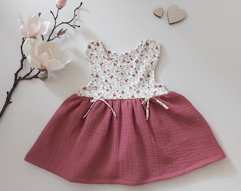 Musselin-Jersey-Kleid Baby/Kind Babykleid Musselin Kleidchen Trägerkleidchen Tunika Mädchenkleid Kinderkleid