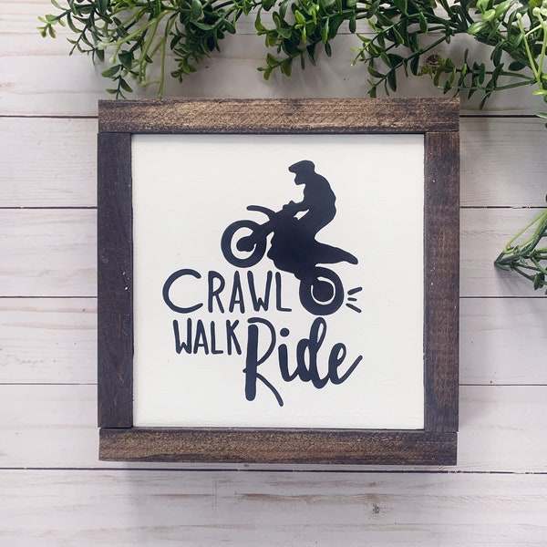 Crawl Walk Ride Sign, Nursery Decor, Dirt Bike Sign, Motocross Sign, Future Biker, Baby shower gift, Motorcycle Baby Gift, Dirt bike gift