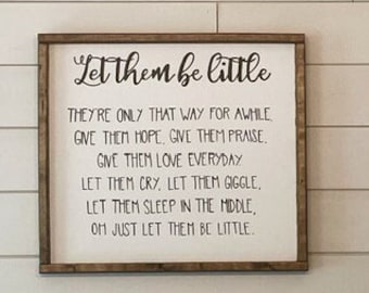Laat ze zijn klein teken, kwekerij kunst aan de muur, rustieke kwekerij decor, baby douche cadeau, houten teken kwekerij,