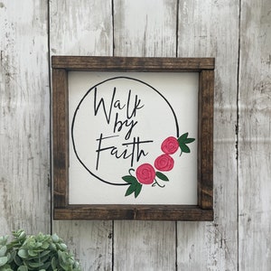 I will walk by faith wood sign, Christian gifts, Christian home decor, religious gifts, scripture wall art, bible scripture, farmhouse sign